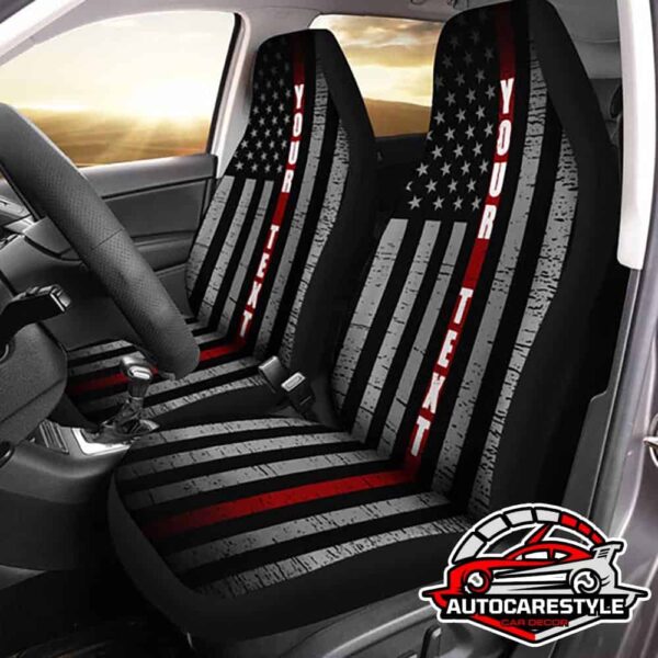 Firefighter Car Seat Cover Custom Name Thin Red Line Flag Car Accessories Car Seat Covers Custom Car Accessories Car Interior Decorations