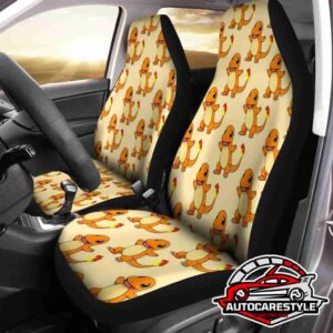 Adjustable Fit Charmander Cute Pokemon Fire Car Seat Covers Full Set Front And Back