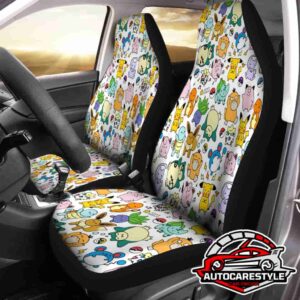 All Pokemon Artwork Drawing Style Car Seat Covers Gear Car Cover Fire-Resistant