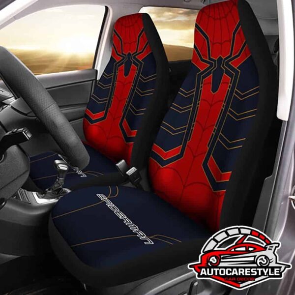 Custom Fit Spider-Man Blue And Red Logo Car Seat Covers Full Set Car Seat Covers