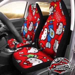 Family-Friendly Hello Kitty Red Pattern Color Background Car Seat Covers Seat Protectors