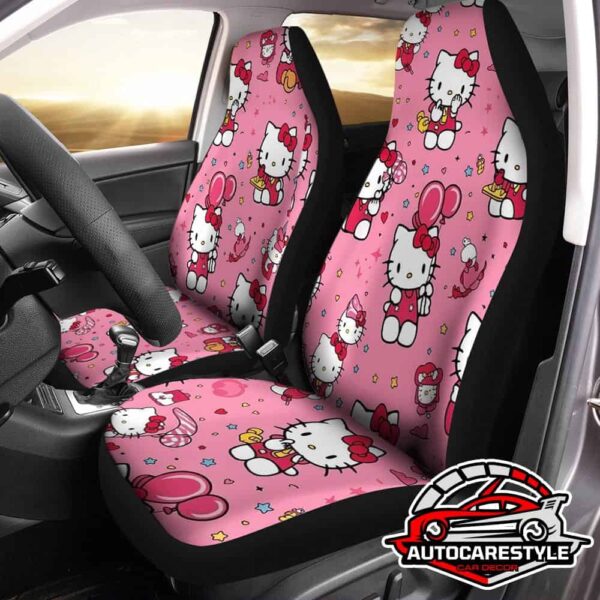 Hello Kitty Logo Pink Pattern Car Seat Covers Full Set Car Seat Covers  Fire-Resistant