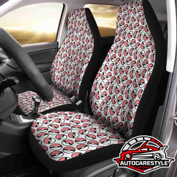 Universal Fit Pokemon Pokeball Logo Pattern Car Seat Covers Full Set